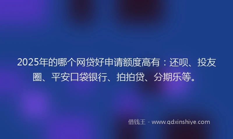 2025年的哪个网贷好申请额度高有：还呗、投友圈、平安口袋银行、拍拍贷、分期乐等。