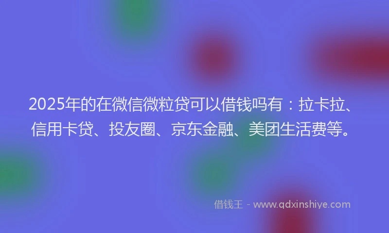2025年的在微信微粒贷可以借钱吗有：拉卡拉、信用卡贷、投友圈、京东金融、美团生活费等。