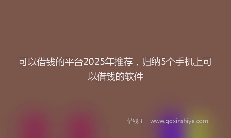 可以借钱的平台2025年推荐，归纳5个手机上可以借钱的软件