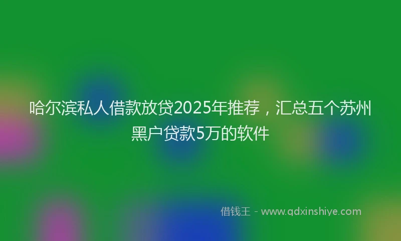 哈尔滨私人借款放贷2025年推荐，汇总五个苏州黑户贷款5万的软件