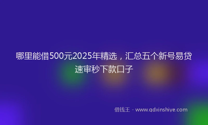 哪里能借500元2025年精选，汇总五个新号易贷速审秒下款口子