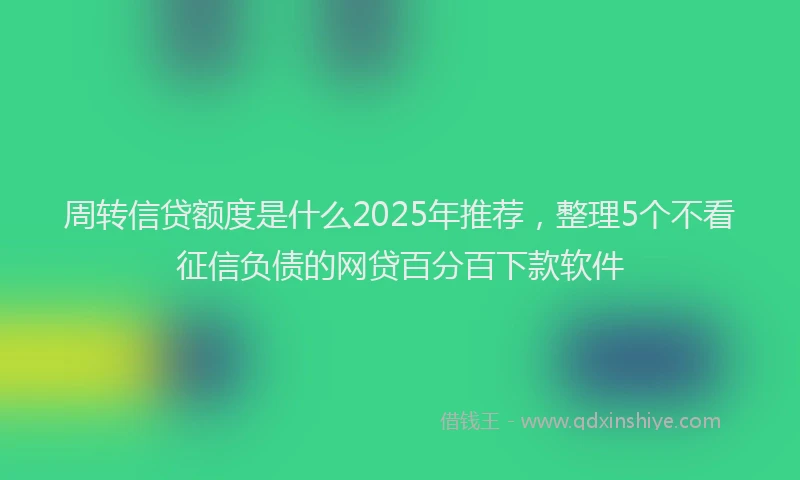 周转信贷额度是什么2025年推荐，整理5个不看征信负债的网贷百分百下款软件