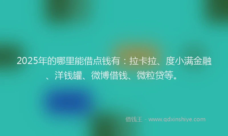 2025年的哪里能借点钱有：拉卡拉、度小满金融、洋钱罐、微博借钱、微粒贷等。
