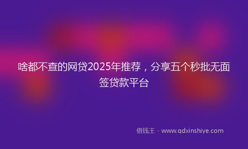 啥都不查的网贷2025年推荐，分享五个秒批无面签贷款平台