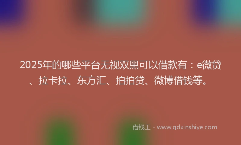 2025年的哪些平台无视双黑可以借款有：e微贷、拉卡拉、东方汇、拍拍贷、微博借钱等。