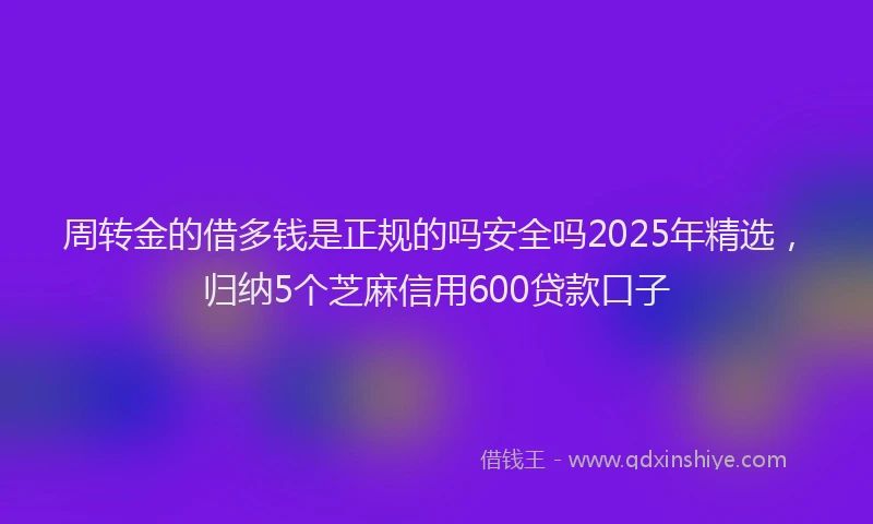 周转金的借多钱是正规的吗安全吗2025年精选，归纳5个芝麻信用600贷款口子