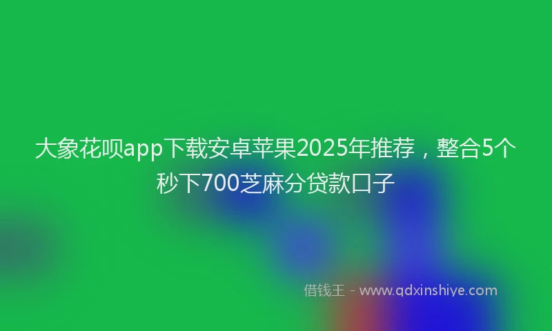 大象花呗app下载安卓苹果2025年推荐，整合5个秒下700芝麻分贷款口子