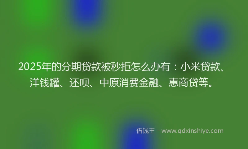 2025年的分期贷款被秒拒怎么办有：小米贷款、洋钱罐、还呗、中原消费金融、惠商贷等。