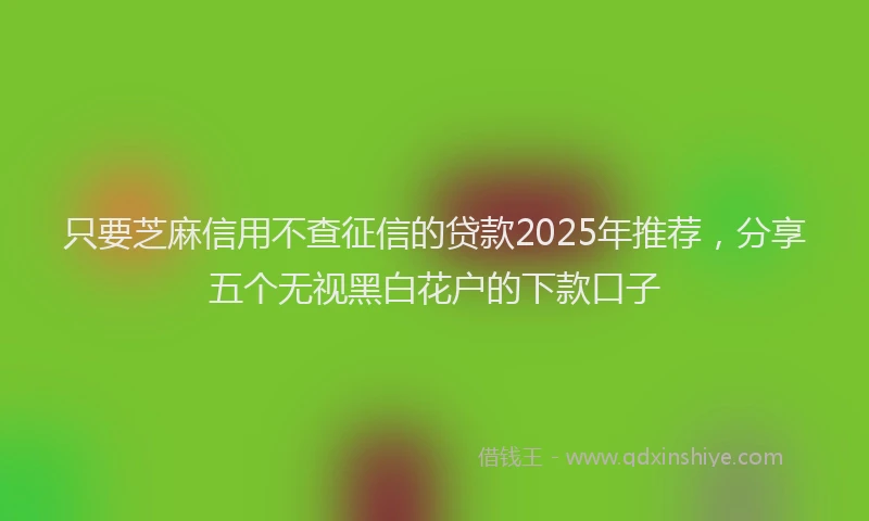 只要芝麻信用不查征信的贷款2025年推荐，分享五个无视黑白花户的下款口子