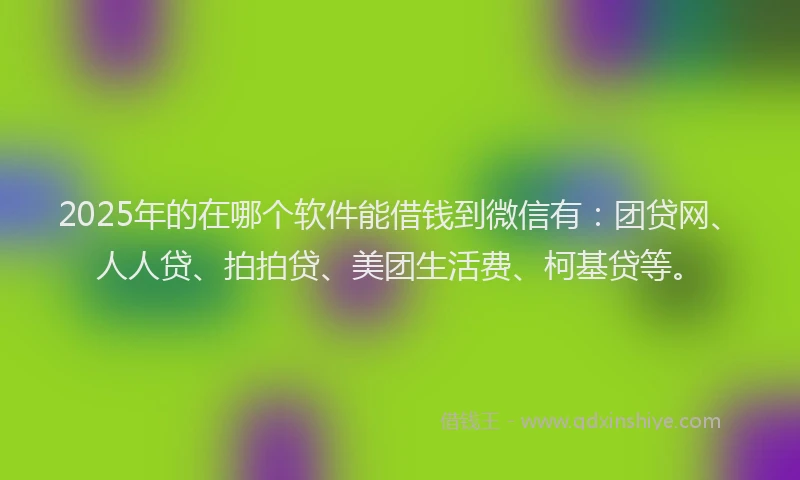 2025年的在哪个软件能借钱到微信有：团贷网、人人贷、拍拍贷、美团生活费、柯基贷等。
