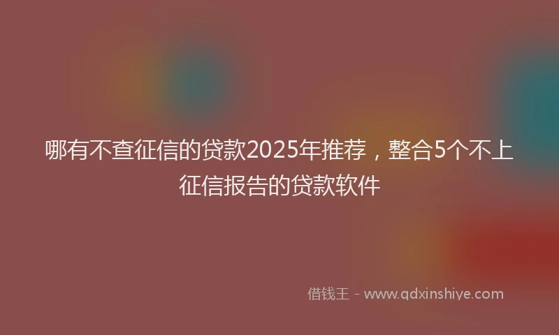 哪有不查征信的贷款2025年推荐，整合5个不上征信报告的贷款软件