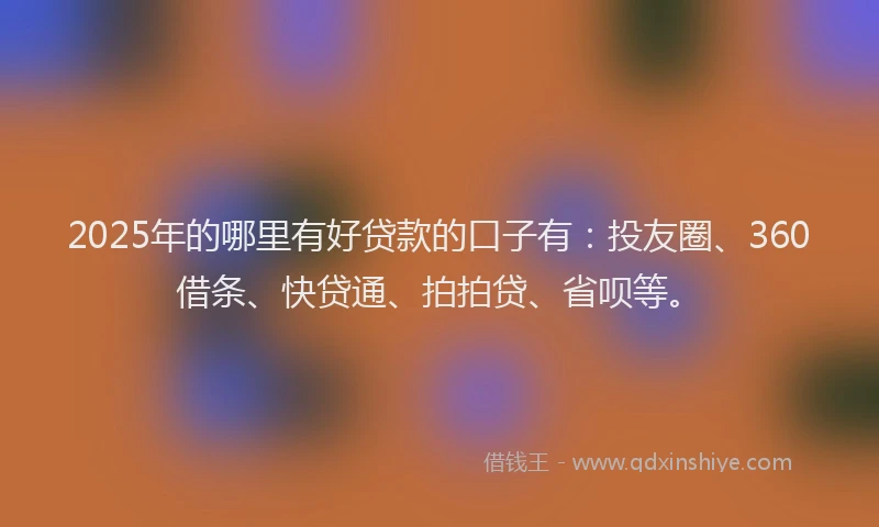 2025年的哪里有好贷款的口子有：投友圈、360借条、快贷通、拍拍贷、省呗等。