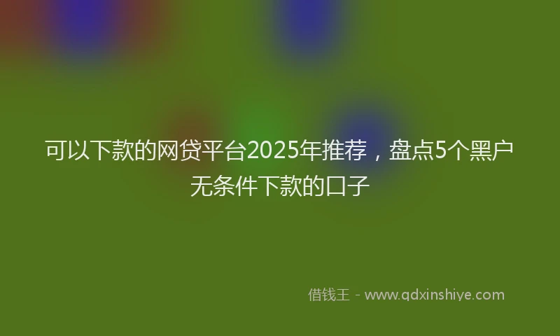 可以下款的网贷平台2025年推荐，盘点5个黑户无条件下款的口子