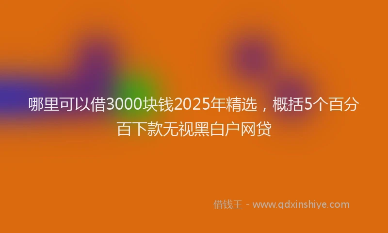 哪里可以借3000块钱2025年精选，概括5个百分百下款无视黑白户网贷