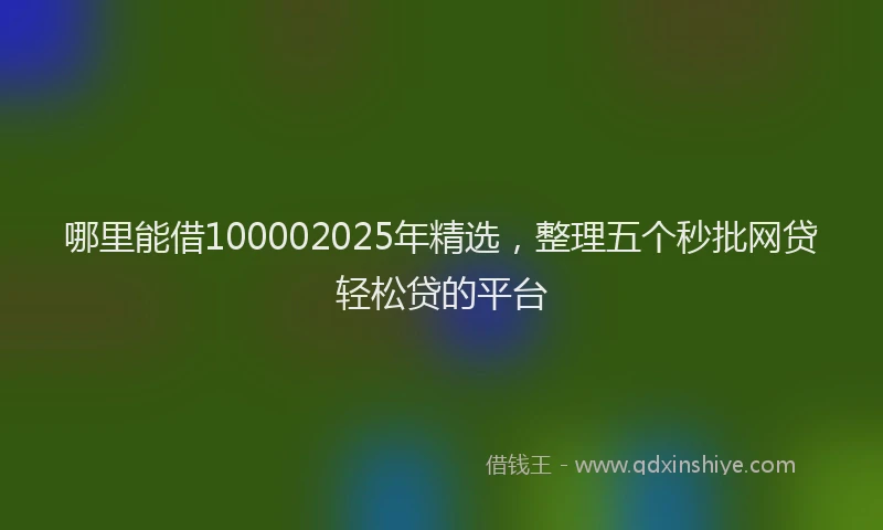 哪里能借100002025年精选，整理五个秒批网贷轻松贷的平台
