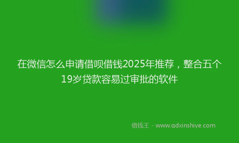 在微信怎么申请借呗借钱2025年推荐，整合五个19岁贷款容易过审批的软件
