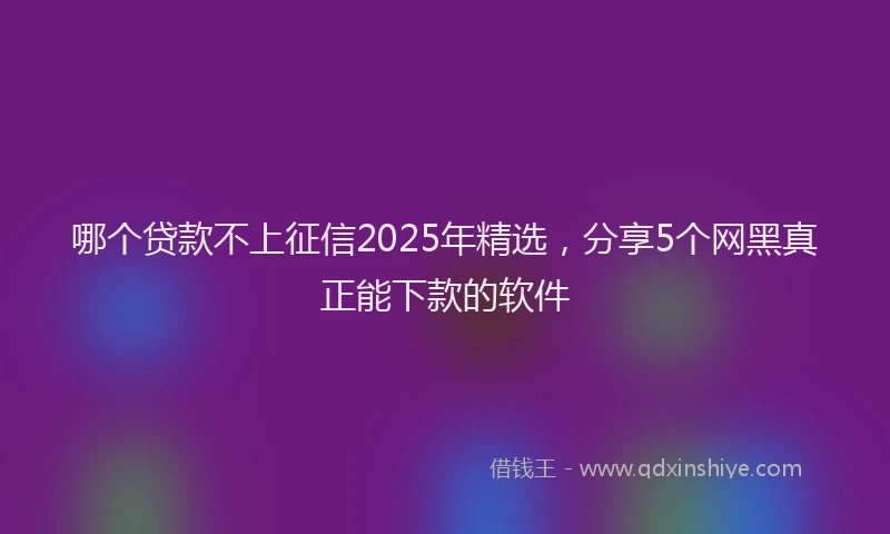 哪个贷款不上征信2025年精选，分享5个网黑真正能下款的软件