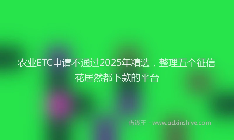 农业ETC申请不通过2025年精选，整理五个征信花居然都下款的平台