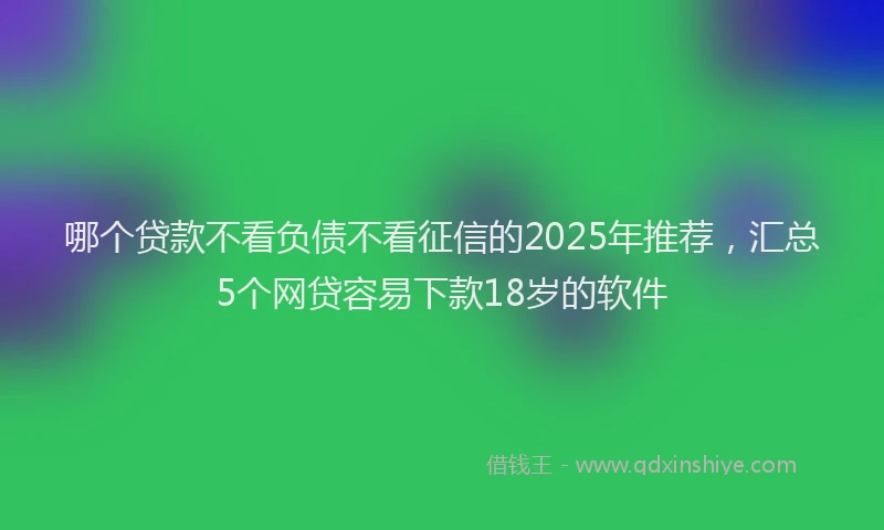 哪个贷款不看负债不看征信的2025年推荐，汇总5个网贷容易下款18岁的软件