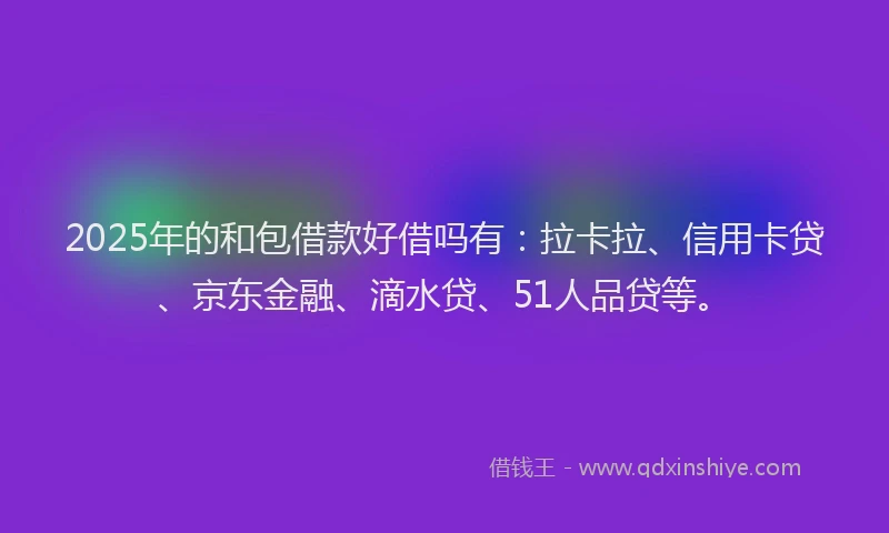 2025年的和包借款好借吗有：拉卡拉、信用卡贷、京东金融、滴水贷、51人品贷等。