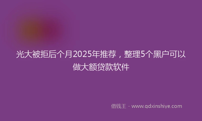 光大被拒后个月2025年推荐，整理5个黑户可以做大额贷款软件