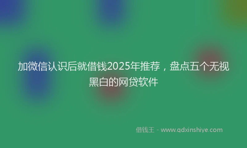 加微信认识后就借钱2025年推荐，盘点五个无视黑白的网贷软件