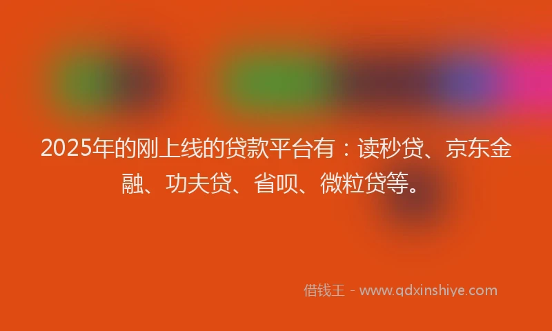 2025年的刚上线的贷款平台有：读秒贷、京东金融、功夫贷、省呗、微粒贷等。
