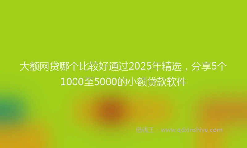 大额网贷哪个比较好通过2025年精选，分享5个1000至5000的小额贷款软件