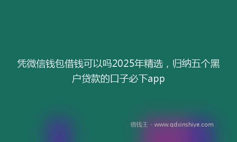 凭微信钱包借钱可以吗2025年精选，归纳五个黑户贷款的口子必下app