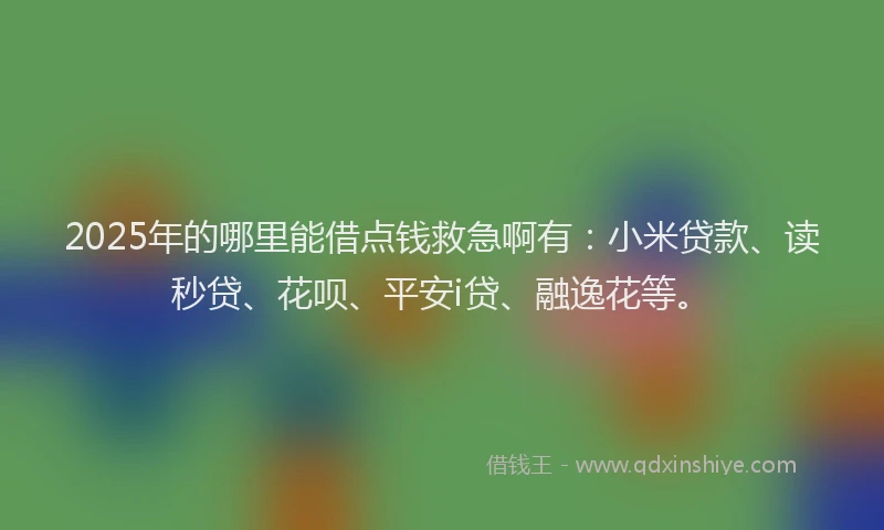 2025年的哪里能借点钱救急啊有：小米贷款、读秒贷、花呗、平安i贷、融逸花等。