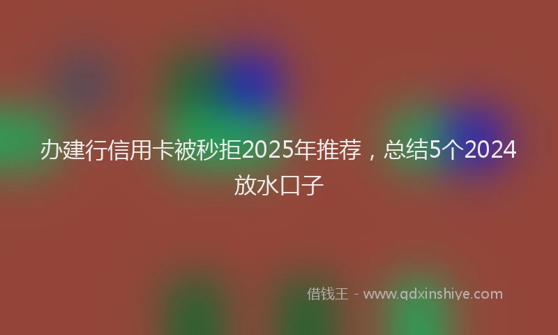办建行信用卡被秒拒2025年推荐，总结5个2024放水口子