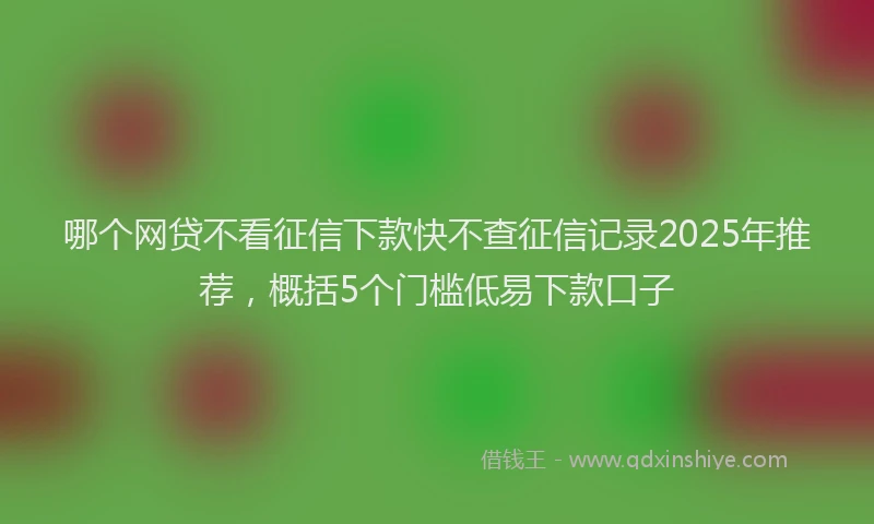 哪个网贷不看征信下款快不查征信记录2025年推荐，概括5个门槛低易下款口子