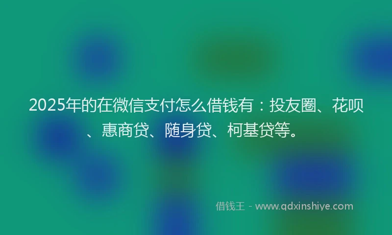 2025年的在微信支付怎么借钱有：投友圈、花呗、惠商贷、随身贷、柯基贷等。