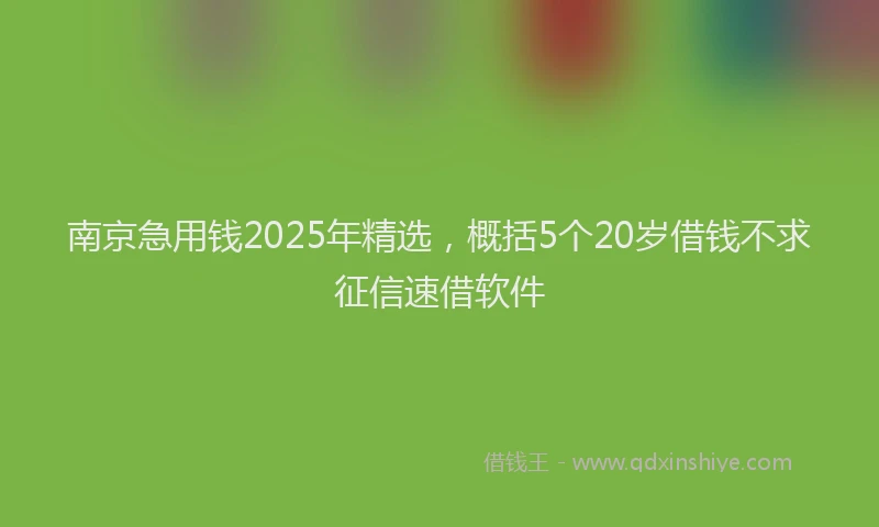 南京急用钱2025年精选，概括5个20岁借钱不求征信速借软件
