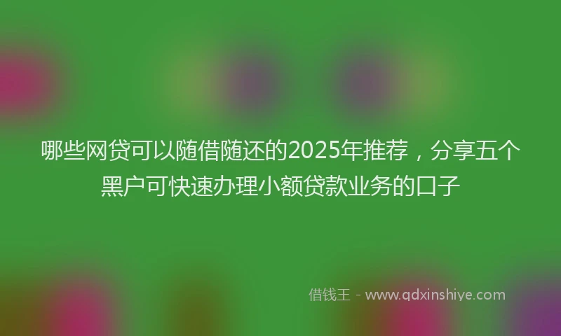 哪些网贷可以随借随还的2025年推荐，分享五个黑户可快速办理小额贷款业务的口子