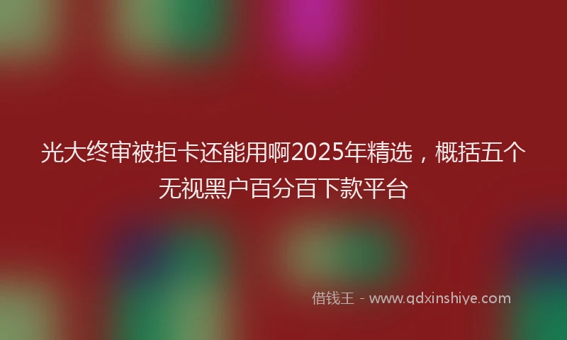 光大终审被拒卡还能用啊2025年精选，概括五个无视黑户百分百下款平台