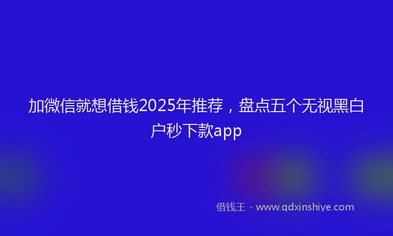 加微信就想借钱2025年推荐，盘点五个无视黑白户秒下款app