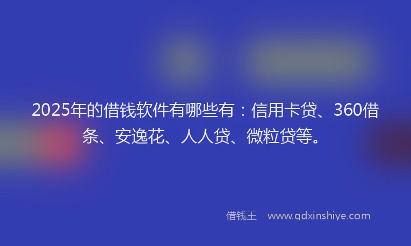 2025年的借钱软件有哪些有：信用卡贷、360借条、安逸花、人人贷、微粒贷等。