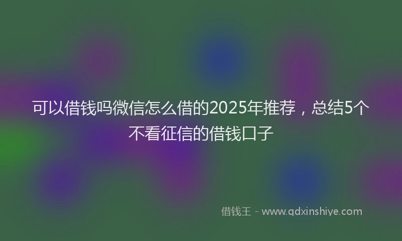 可以借钱吗微信怎么借的2025年推荐，总结5个不看征信的借钱口子