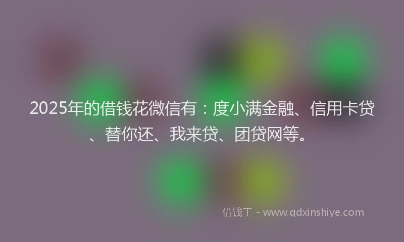 2025年的借钱花微信有：度小满金融、信用卡贷、替你还、我来贷、团贷网等。