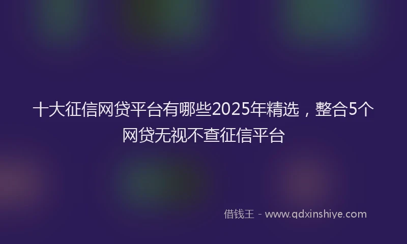 十大征信网贷平台有哪些2025年精选，整合5个网贷无视不查征信平台