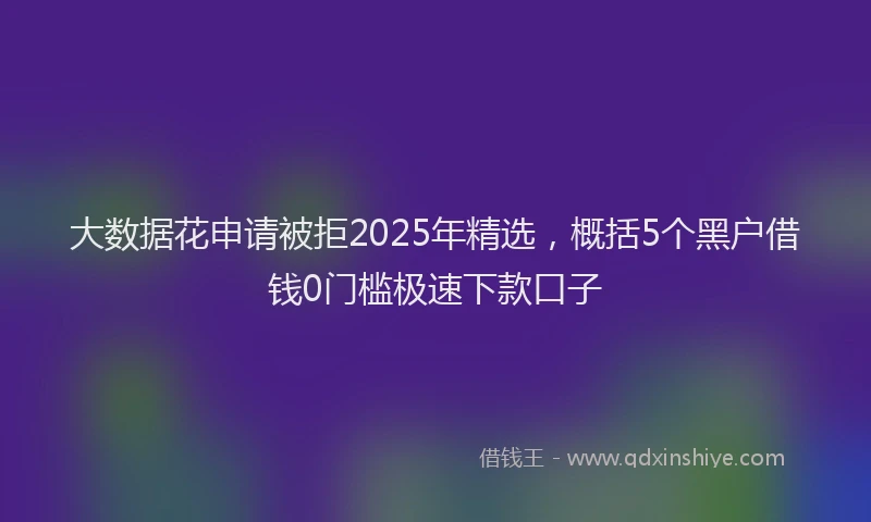 大数据花申请被拒2025年精选，概括5个黑户借钱0门槛极速下款口子