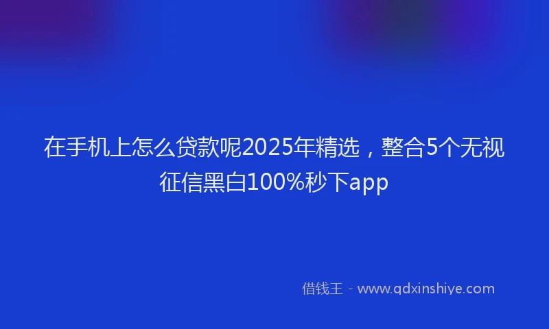 在手机上怎么贷款呢2025年精选，整合5个无视征信黑白100%秒下app