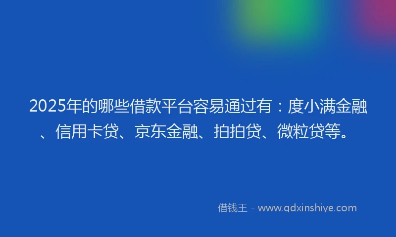 2025年的哪些借款平台容易通过有：度小满金融、信用卡贷、京东金融、拍拍贷、微粒贷等。