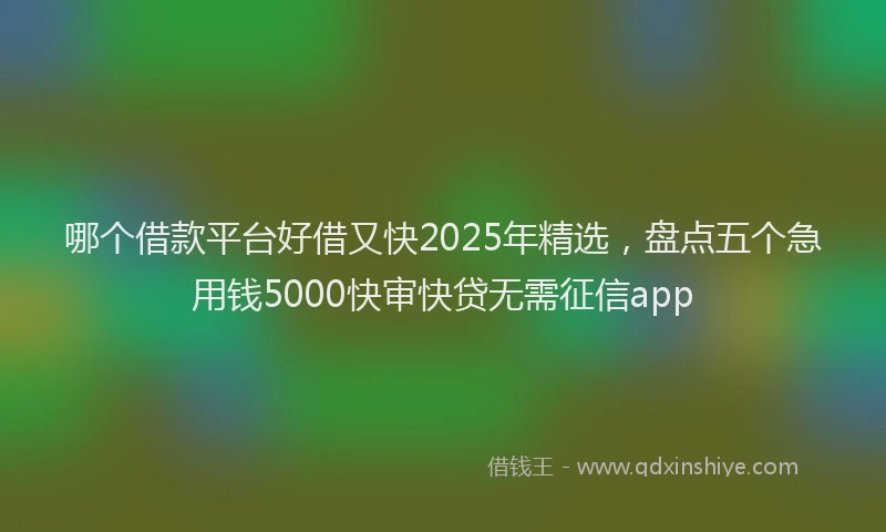 哪个借款平台好借又快2025年精选，盘点五个急用钱5000快审快贷无需征信app