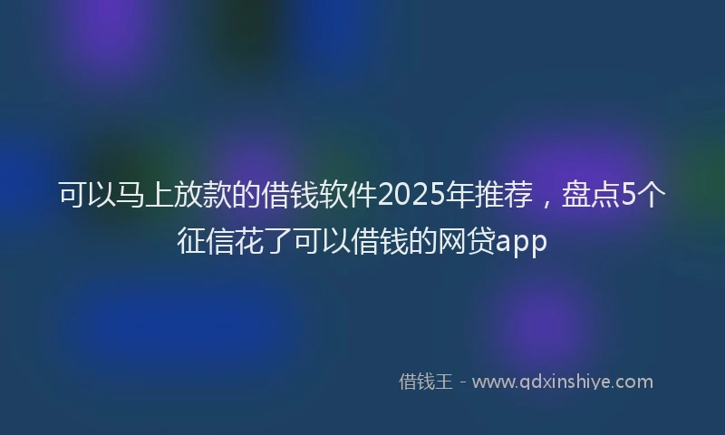 可以马上放款的借钱软件2025年推荐，盘点5个征信花了可以借钱的网贷app