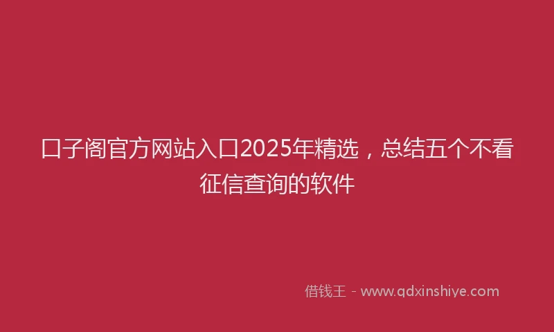 口子阁官方网站入口2025年精选，总结五个不看征信查询的软件