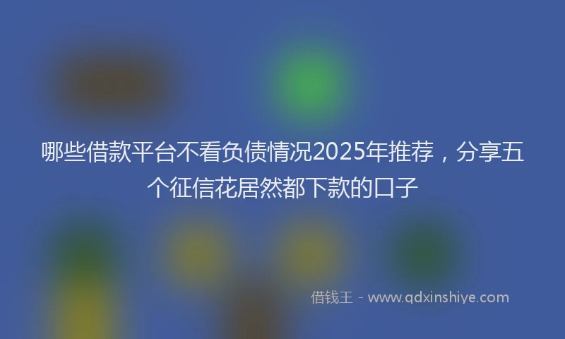 哪些借款平台不看负债情况2025年推荐，分享五个征信花居然都下款的口子