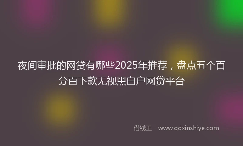 夜间审批的网贷有哪些2025年推荐，盘点五个百分百下款无视黑白户网贷平台