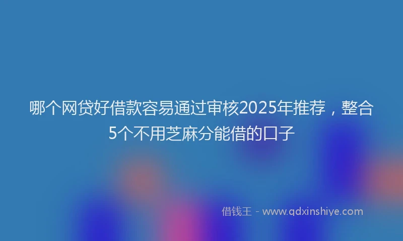 哪个网贷好借款容易通过审核2025年推荐，整合5个不用芝麻分能借的口子